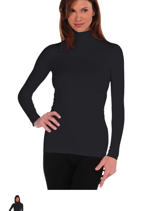 Tees by Tina Tops - Tees by Tina Slim Fit Black Long-Sleeve Turtleneck Top - Women's